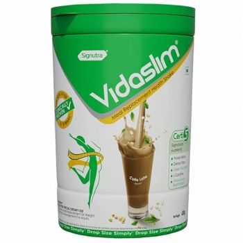 Vidaslim Meal Replacement Protein Health Shake for Weight Control & Weight Management for Women & Men | 22.8 gm Protein| L-Carnitine | Green Tea Extract| White Kidney Bean Extract | (400g, Caffe Latte)