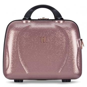 it luggage-Vanity Case-Sparkle-Pink-13.8 Inches Fashion Handbag for Women Hardsided Polycarbonate Make up Box Cosmetic Bag -35Cm