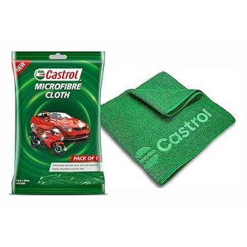Castrol Microfibre Cloth for Cleaning | 400 GSM Thick Lint & Streak-Free Multipurpose and Reusable Cloth | High Water Absorption and Retention for Effortless Cleaning (Pack of 1, 40x40cm)