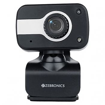 Zebronics Zeb-Crystal Clear Web Camera with 3P Lens,Built-in Microphone,Auto White Balance,Night Vision and Manual Switch for LED (Black)