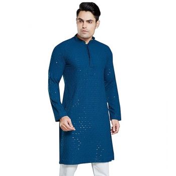 DIVISIVE Men's Sequince Embroidered Cotton Blend Only Slim Fit Kurta