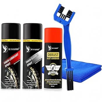 BLACKBIRD Bike Care Kit, 1 Pcs each - Chain Lube 220ml, Chain Cleaner 220ml, De-Rust 120ml, Chain Cleaning Brush and 1 Microfiber Cloth