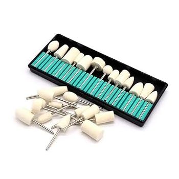 KROST White Felt Polishing Wheels Wool Polishing Buffing Pads, Mandrel Mounted Grinding Bits,Polishing Grinding Head Wheel Tool Kit For Fine Polishing Of Metal And Nonmetal Mirror Polishing