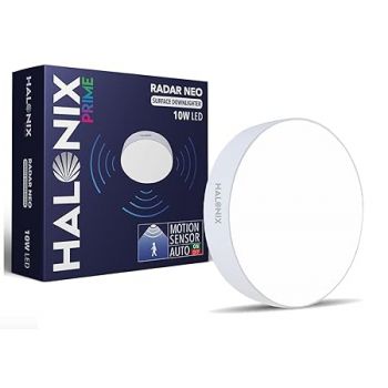 Halonix Motion Sensor 10W 6500K White Radar neo Surface Polycarbonate downlighter | No False Ceiling Required | Auto on- Auto Off Ceiling Light | Surface Mounted LED Down Light for Ceiling | Pack of 1