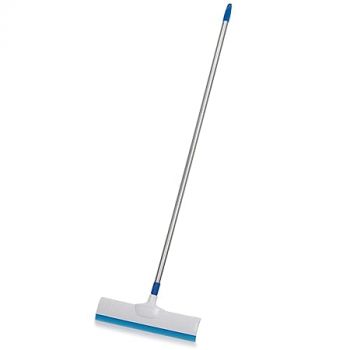 Cello Kleeno Standee Floor Wiper| Flexible Rubber Lip | Brush Body Plastic & Steel Rod | Lightweight | Cleaning Tool | Cleaning Home, Kitchen, Bathroom | Blue and White