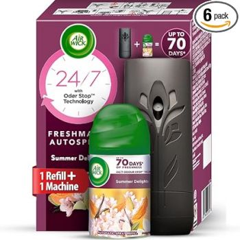 Airwick Freshmatic Automatic Air Freshener Kit [Machine + Summer Delights - 250 ml] White flowers,melon, vanilla fragrance| 2600 Sprays Guaranteed | Lasts up to 70 days