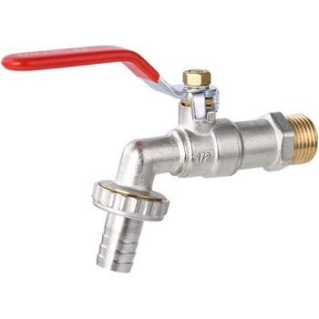 BATH GURU 1/2 Inch Brass Alloy Mini Washing Machin Nozzle Bib Cock Tap for Bathroom Garden Nickel Plated Pack of 1