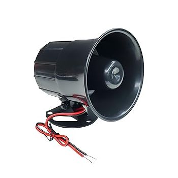 Electronic Spices 12V 110dB Treble Speaker Wire Loud Horn Alarm Siren Speaker Burglar Alarm System for Outdoor Security 200mtr Tone Sound (Black)