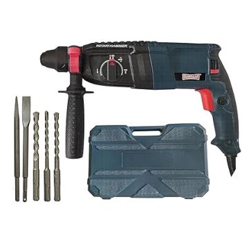 Inditrust DUMDAAR DM26 1250W 26mm hammer drill with SDS drill bits and chisels (BLUE) 100% Copper Winding