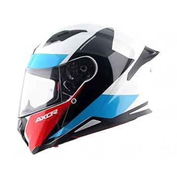Axor Hunter Turbo ISI ECE and DOT Certified Gloss Finish Full Face Helmet for Men with Pinlock Fitted Clear Visor-White Red-M