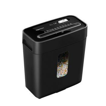 Amazon Basics 6-Sheet Cross Cut Paper and Credit Card Shredder | 11.5 Liter Waste Basket Capacity| for Office and Home Usage | 1 Year Brand Warranty