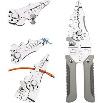 ELMVIA All in 1 Multifunction Stainless Steel Wire Stripper/Wire Crimping Tool, Wire Cutter, Wire Crimper, Cable Stripper, Wiring Tools and Multi-Function Hand Tool (ALL IN 1) Visit the ELMVIA Store