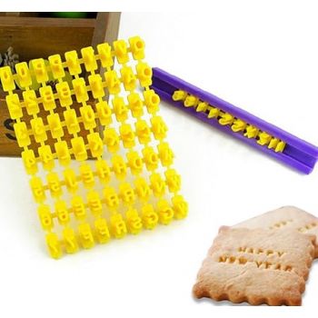 KOOTIPS Alphabet Number and Letter Cookie Biscuit Stamp Embosser Cutter Fondant DIY Tool - Set of 72 Pieces