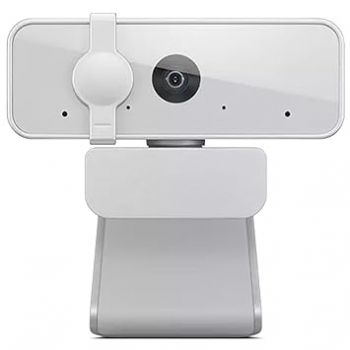 Lenovo 300 FHD Webcam with Full Stereo Dual Built-in Mics | FHD 1080P 2.1 Megapixel CMOS Camera with USB |Ultra-Wide 95° Lens, 4X Digital Zoom | 360 Rotation | Flexible Mount | Cloud Grey