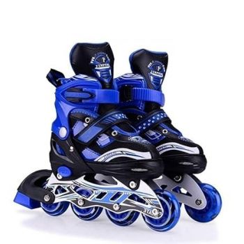 JINU New Inline Skates, Adjustable Inline Roller Skates for Boys Kids & Girls, Skating Shoes for Kids 6-12 Unisex Outdoor Skating Shoes Roller Blades with Led Flash Lights Featuring Wheels