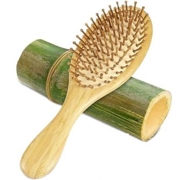 INSIME Wooden hair brush for Women & Men – Bamboo wooden Paddle hair brush for men women Curly hair – Bamboo Wooden brush for hair growth with flat paddle brush comb