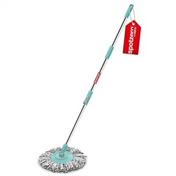 Spotzero By Milton Spin Mop Spares Set Handle with Microfibers Refill(Compatible with Prime, E-Elite, Classic, Ace Mops) Aqua Green
