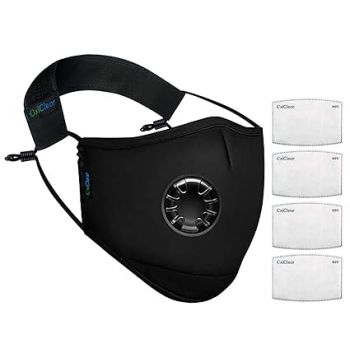 N99 Anti Pollution Face Mask with 4 Activated Carbon Filters & Detachable Headband D.R.D.O Certified (Black)