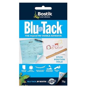 Bostik Blu Tack, Multipurpose Reusable Adhesive, Clean, Safe & Easy to Use, Non-Toxic, Handy (Size-75grams)