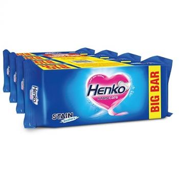 Henko Stain Care Detergent Bar 250gm X 4 | With Long-Lasting Formula & Stain Busters Removes Tough Stain with Care | Gentle on Fabrics & Tough on Stains | Keeps Clothes Bright & Fresh [250gmX4]