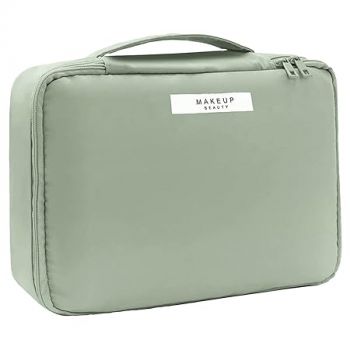 Seagull flight of fashion Polyester Cosmetic Organizer Bag with Pouch, Makeup Pouch for Home and Travel, Makeup Organiser for Brushes, Toiletries, Cosmetics for Women - 24 x 17 x 7 cm - Green