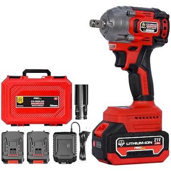 JPT Pro Series Cordless Fixed Square Impact Wrench 1/2 Inch Impact Gun,421 Ft-Lbs(570N.M)Max Torque 4.0Ah Li-Ion Battery,21V Brushless Powerfull Impact Driver(With 12 Months Motor Warranty)