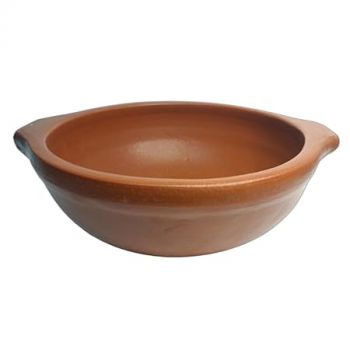 Vetrilavan Design 2L Brown Clay Kadai | Handi with Handle | Traditional Earthen Cookware for Healthy Cooking | Eco-Friendly, Non-Toxic Clay Pot | 29 x 24 x 9.5 cm