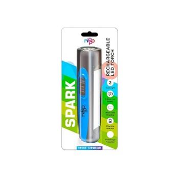 Nippo Spark Rechargeable 1W LED Torch with 1.5 W Side Light| 600 mah Lithium-ion Battery with 1.5 hrs Back up |B Type|Blue, lumens