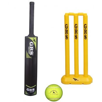 GRS Kids Zone Heavy Grade Strong Plastic Cricket Bat with Wicket Set & 1 Tennis Ball for Kids (Size 3, Age 6-10 Year Old Kids), Strong Plastic