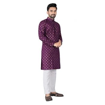 Regular Fit Mandarin Collar Long Sleeves Kurta Ethnic Wear Kurta Set Wedding and Festival for Kurta Printed Kurta for Mens (Pack of 1)