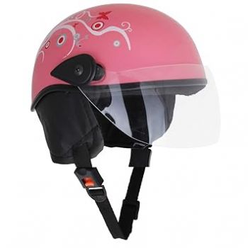 Sage Square Adjustable Junior Helmet for Kids Baby Safety and Comfort (3-12 Years) (Pink Glossy Sticker Design 1) (Non-Motorized)