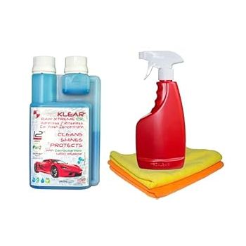 PROKLEAR® Waterless Car Wash Kit Concentrate RAW Xtreme CX Carnauba Wax Rinseless / Waterless Auto Wash Concentrate 250ml - 50 washes .Start your own Waterless Car Cleaning - Startup Kit