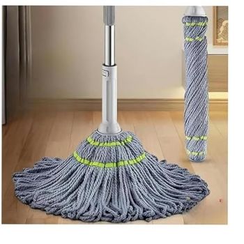 VYOOx Microfibre Twist Mop, Self-Wringing Floor Cleaning Mop with Extendable Handle, Grey Pack of-1