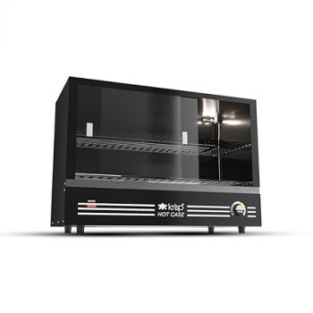 KRISP Electric Patties Hot Case with Sliding Door | Commercial Food Warmer Oven for Bakery, Fast Food Counter | Buffet Oven for Puff Warmer Machine for Shop | 25 L Capacity (Black) 750 watts
