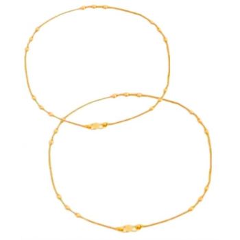 Kunjus Women's and Girl's Gold Plated Anklets Pack of 2 (Design2)