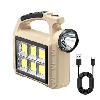 Jumix High Lumens ABS Plastic Body USB Rechargeable Solar Powered COB Camping Portable Lamp LED Torches Work Light Tactical Flashlight
