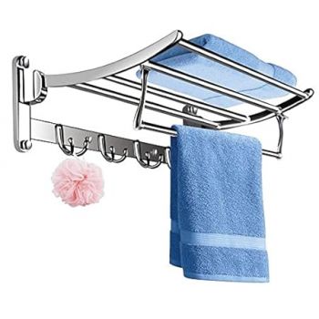 FORTUNE Classic Stainless Steel Folding Towel Rack for Bathroom | Towel Stand | Towel Hanger | Bathroom Accessories (18 Inch)