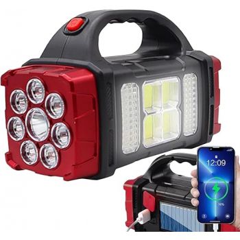 VINSU All-in-One Solar-Powered Rechargeable Camping Lantern Flashlight - 7 Modes, High Lumens - Perfect for Hiking, and Outdoor Activities (Solar Torch Light)