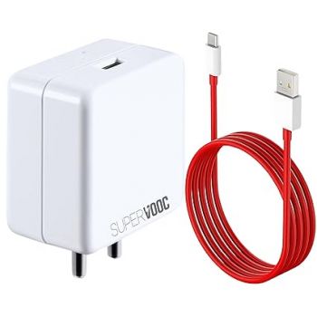 80W SUPERVOOC Fast Charger with Type-C Cable | 80W USB Charger for OnePlus, Realme, Oppo, Redmi, Xiaomi, Poco, iQOO, Samsung & More | Supports Dart, Dash, Warp, Vooc, SuperVooc, QC 3.0 Charge (Combo)