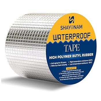 SHAYONAM (Pack 1 Super Strong Adhesive Waterproof tape Permanent Repair Roof Water Leakage Solution Rubber Foil Suitable for surface Crack, Window Sill Gap, Boat Sealing, Tank Leak (10CM*5M)