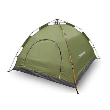 STRAUSS Automatic Portable Tent for Camping|5-10 Minutes Easy Setup|Ideal for Picnic,Hiking,Trekking,Outdoor Tent for Travel|Waterproof and Windproof Tent for Camping|Superior Air Ventilation|(Green)
