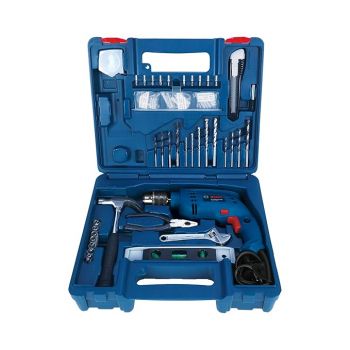 BOSCH Professional GSB 500 RE Corded-Electric Drill Tool Set | 500 W Motor | 100-piece Tools Box Kit | Speed Range upto 2600 RPM | Impact Rate upto 41600 BPM | Chuck Capacity of 10 mm | 1 Yr Warranty