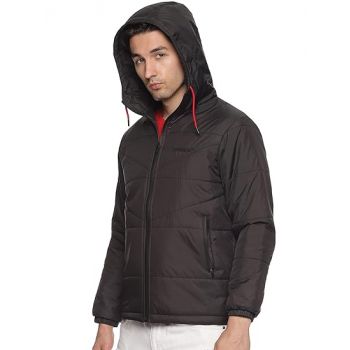 Solid Men's Standard Length Polyester Quilted Bumper Jacket Regular Fit