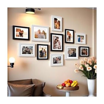 Painting Mantra Art Street Boulevard Photo Frame Set Of 11 Picture Frames For Wall Hanging (8X10-3 Pcs, 6X8-8 Pcs, 10 Inches)-Black And White, Synthetic Wood, Rectangular
