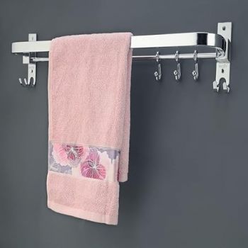 24 Inch Wall Mounted Stainless Steel Bathroom Towel Hanger - Space-Saving - Durable Bathroom Accessories and Fittings - Easy Installation- (24 Inch, Chrome, Foldable)