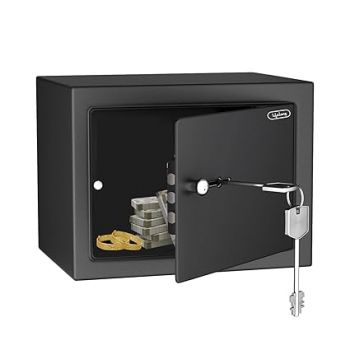 Lifelong 8.6L Home Safe Locker with Key | Security Box for Home & Office | Strong Metal Safe - 5 mm Thick Door | Personal Locker for Cash, Jewellry & Documents (LLHSM01, Black)