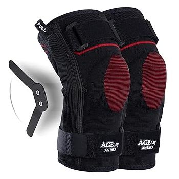 AGEasy (Max Group) Hinged Knee Braces for Osteoarthritis | Knee Brace for Men & Women | Knee Supporter with Inner Cotton Lining, Durable Hinge | Knee Caps for Pain Relief | Knee Belt for Joint Pain (XL, Rigid Hinge Support (Pair))