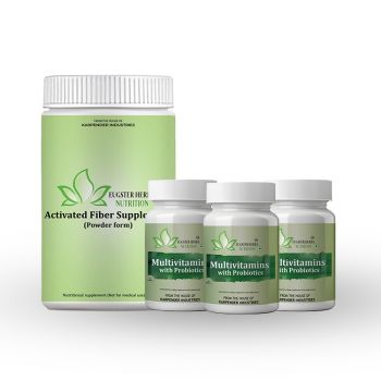 HEALTH FOOD SUPPLEMENT (1 ACTIVATED FIBER 400g ( POWDER FORM ) And 3 Bottle MULTIVITAMIN WITH PROBIOTIC-180 TABLETS) - 5 Sets