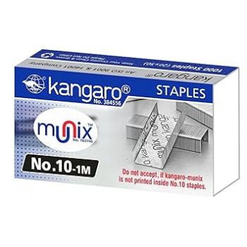 Kangaro Desk Essentials NO. 10-1M Heavy Duty Steel Wire Staple Pin | 1000 Staples | Perfect for Office, Home & School | Pack of 20