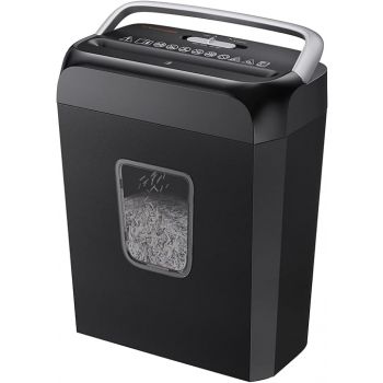 Bonsaii Paper Shredder for Home 6 Sheets Crosscut P4 Security Level Domestic Paper Shredder Machine with Handle for Credit Card Document Staple Paper Crusher Machine for Office with 12.87L Bin